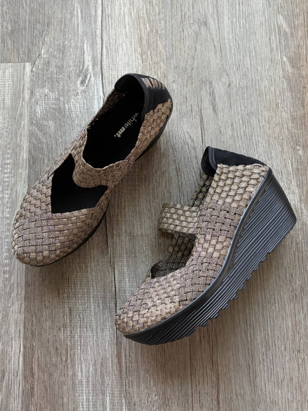 White Mountain Woven Mary Jane Platform - Taupe/Brown